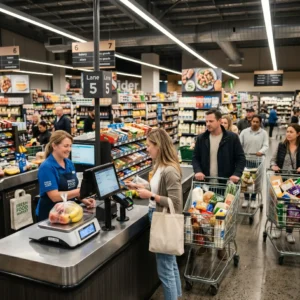 Omnichannel touchscreen POS hardware platform powering high-volume supermarket and retail store operations.