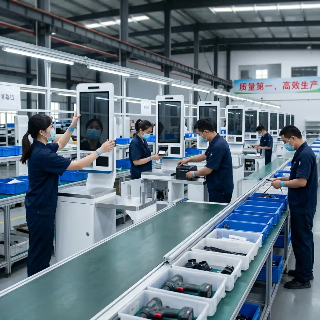 Tesp's vetted POS hardware manufacturing network in China, ensuring ISO9001 quality control, stable supply chain, and agile low MOQ sampling.